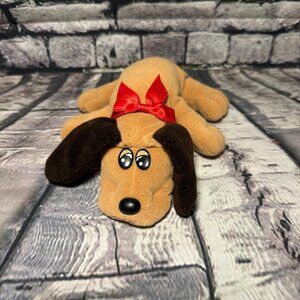 Vintage 1985 Tonka Pound Puppies Tan w\ Brown Ears Red Collar Plush 8" (VPP-02)